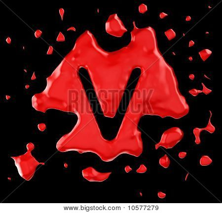 Letra de Blob rojo V sobre fondo negro