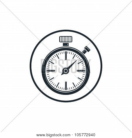 Old-fashioned Pocket Watch, Graphic Illustration. Simple Timer, Classic Stopwatch. Time Management S