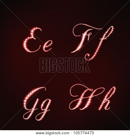 illustration of red stars style of letters EFGH