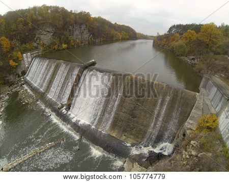 Aerial Photo of the dam on the Teteriv river
