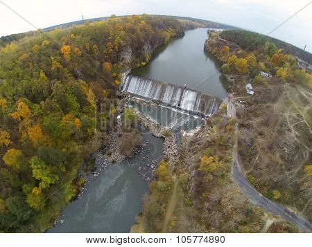 Aerial Photo of the dam on the Teteriv river
