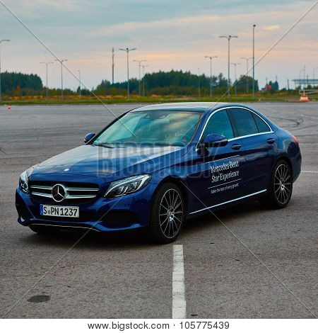 Lviv, Ukraine - OCTOBER 15, 2015: Mercedes Benz star experience. The interesting series of test driv
