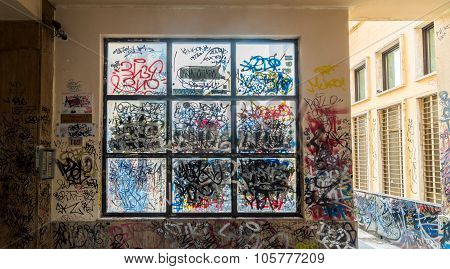 Graffiti Painted Illegally On Public Wall In Potenza, Italy
