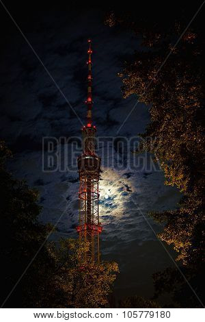Kyiv TV tower at night