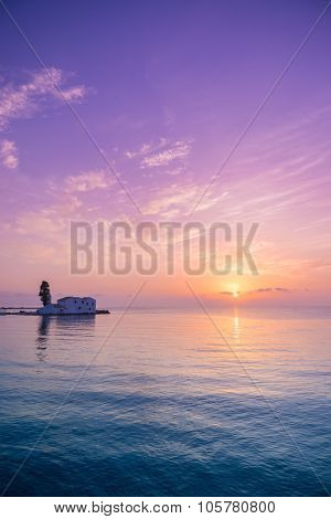 scene of Vlacherna monastery, Kanoni, Corfu, Greece