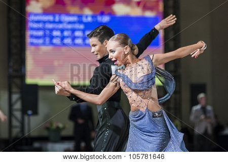 Minsk, Belarus -september 27, 2015: Novikov Dmitriy And Ryabovskaya Nadezhda Perform Perform Juvenil