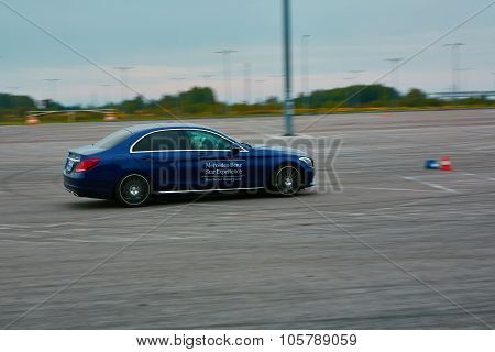 Lviv, Ukraine - OCTOBER 15, 2015: Mercedes Benz star experience. The interesting series of test driv