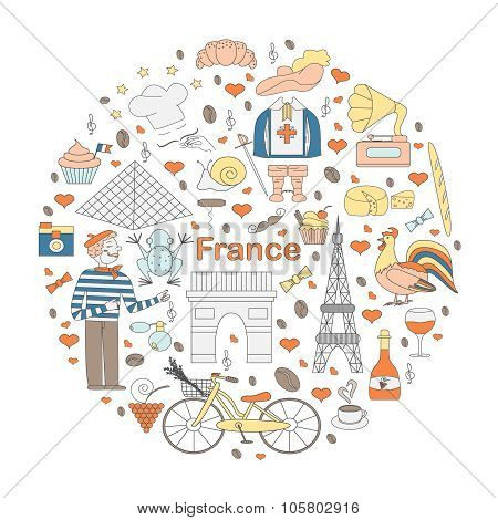 Set Of Thematic Elements Of France