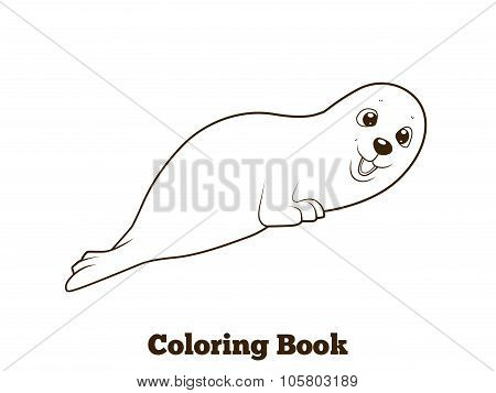 Seal cartoon coloring book vector illustration