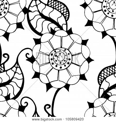 Monochrome Floral Pattern.