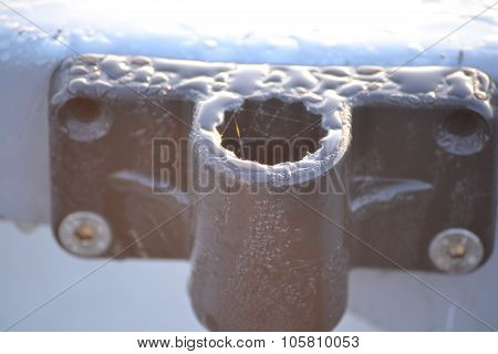 Dew on railing