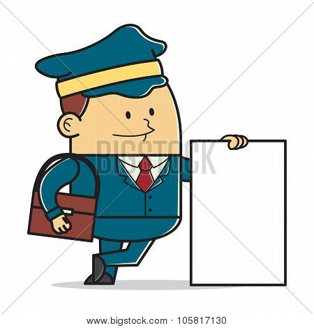 Postman holding sign