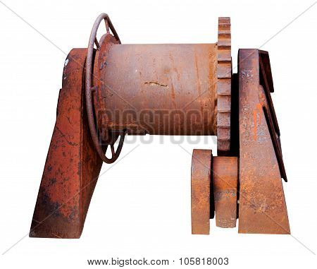 Old rusty mechanism isolated on a white background