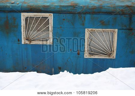 Grunge Metal House And Snow.