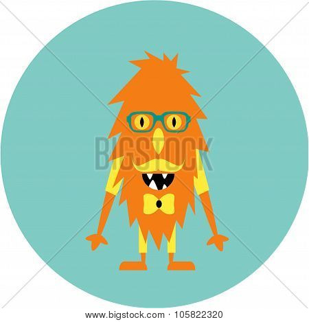 Freaky cute retro hipster alien monster