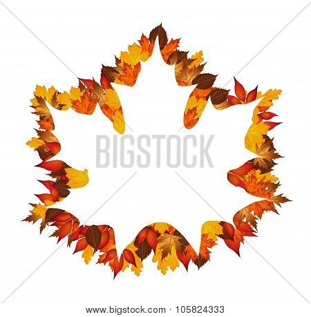 Autumn Leaves Around Maple Leaf Silhouette