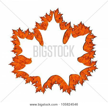 Autumn Leaves Around Maple Leaf Silhouette