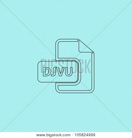 DJVU ebook file extension icon vector.