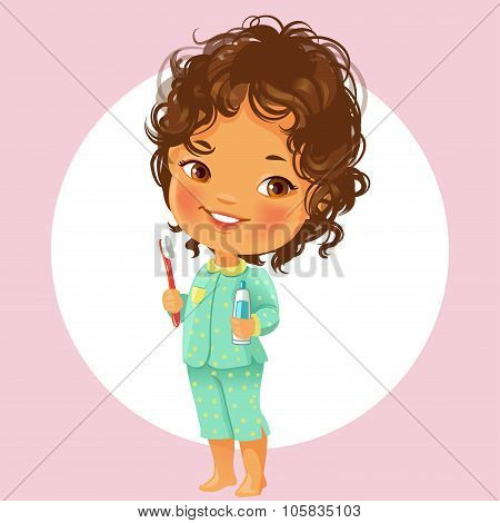 Little girl with tooth brush