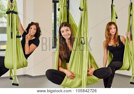 Antigravity yoga women portrait