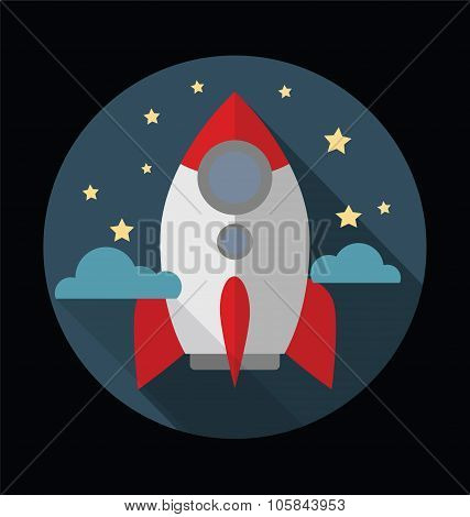 Flat Design Concept Of New Business Project Startup With Night Scene