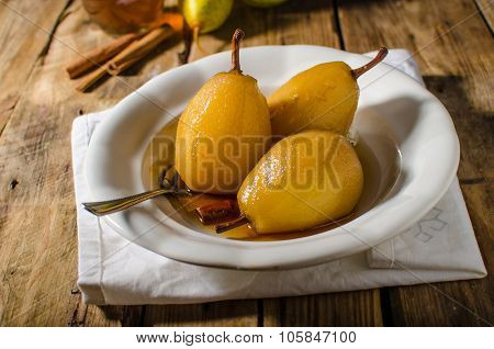 Pears Glazed In Tea And Cinnamon