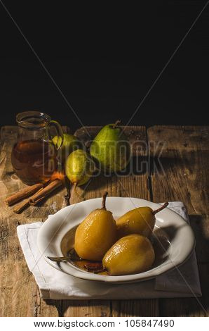 Pears Glazed In Tea And Cinnamon