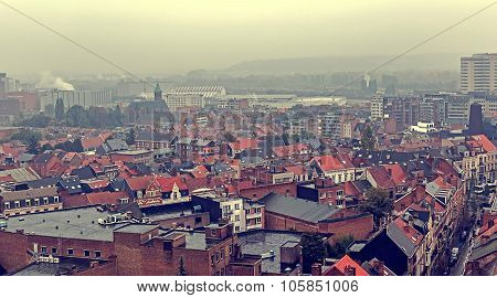 Vintage Look With Aerial View Of Leuven, Belgium-1