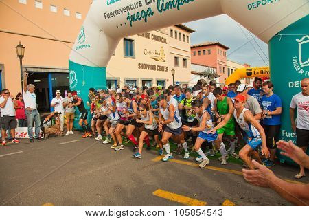 Corralejo - November 03: Runners Start The Race At Forth International Fuerteventura Half-marathon 0