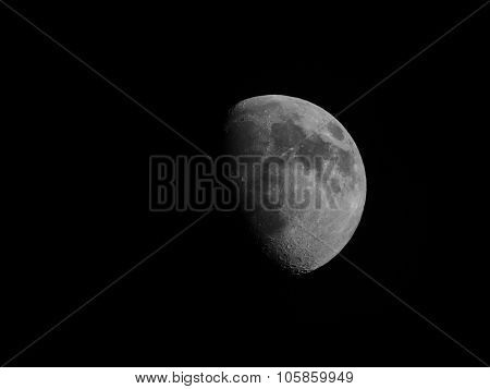 Black And White Gibbous Moon