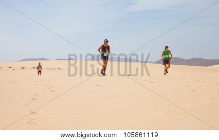 Corralejo - November 03: Participants Running In The Dunes At Fourth International Fuerteventura Hal