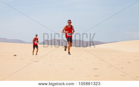 Corralejo - November 03: Participants Running In The Dunes At Fourth International Fuerteventura Hal
