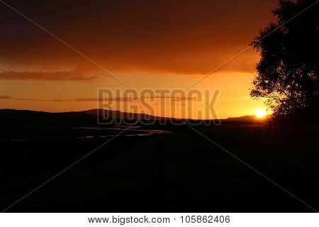 Sunset over Reykholt Iceland