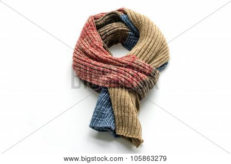 Warm scarf on a white background