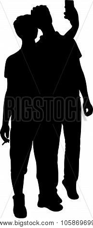 taking selfie, silhouette vector
