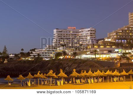 Villamar Apartments. Sunset On The Coast At The Playa De Las Americas, Tenerife