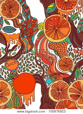 Seamless pattern. Vector oranges design.