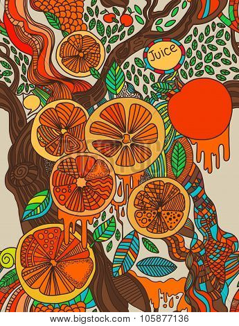 Seamless pattern. Vector oranges design.
