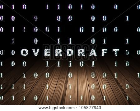 Business concept: Overdraft in grunge dark room
