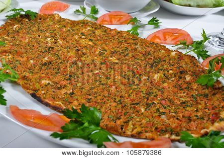 Turkish lahmacun kebab