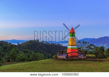 Decorative Turbines On Mountain At Wiang Haeng, Chiang Mai, Thailand