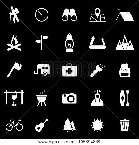 Trekking Icons On Black Background