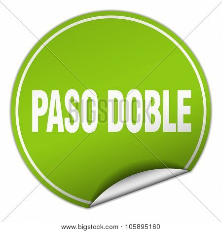 Paso Doble Round Green Sticker Isolated On White