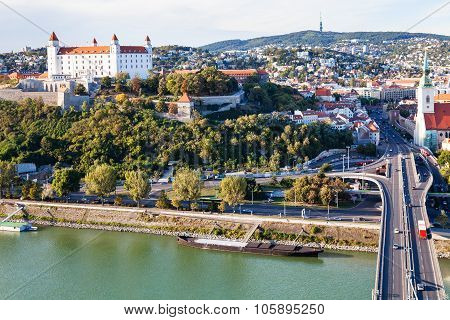 Danube Waterfront, Bridge And Bratislava City