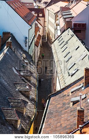 Above View Of Narrow Bastova Street In Bratislava