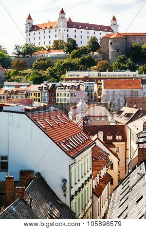 Bratislava Castle And Bastova Street In Old City