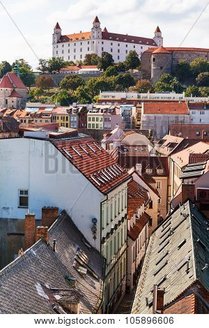 Bratislava Castle And Bastova Street In Old Town