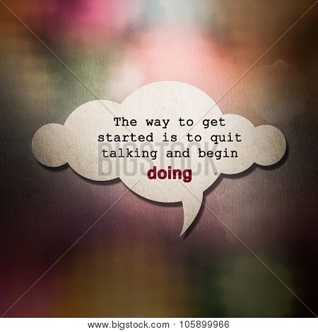Meaningful Quote On Paper Cloud With Colorful Bokeh Background