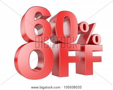 60 Percent Off 3D Icon.