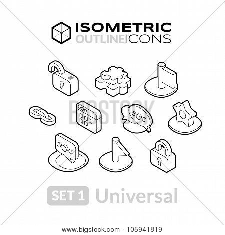 Isometric outline icons set 1